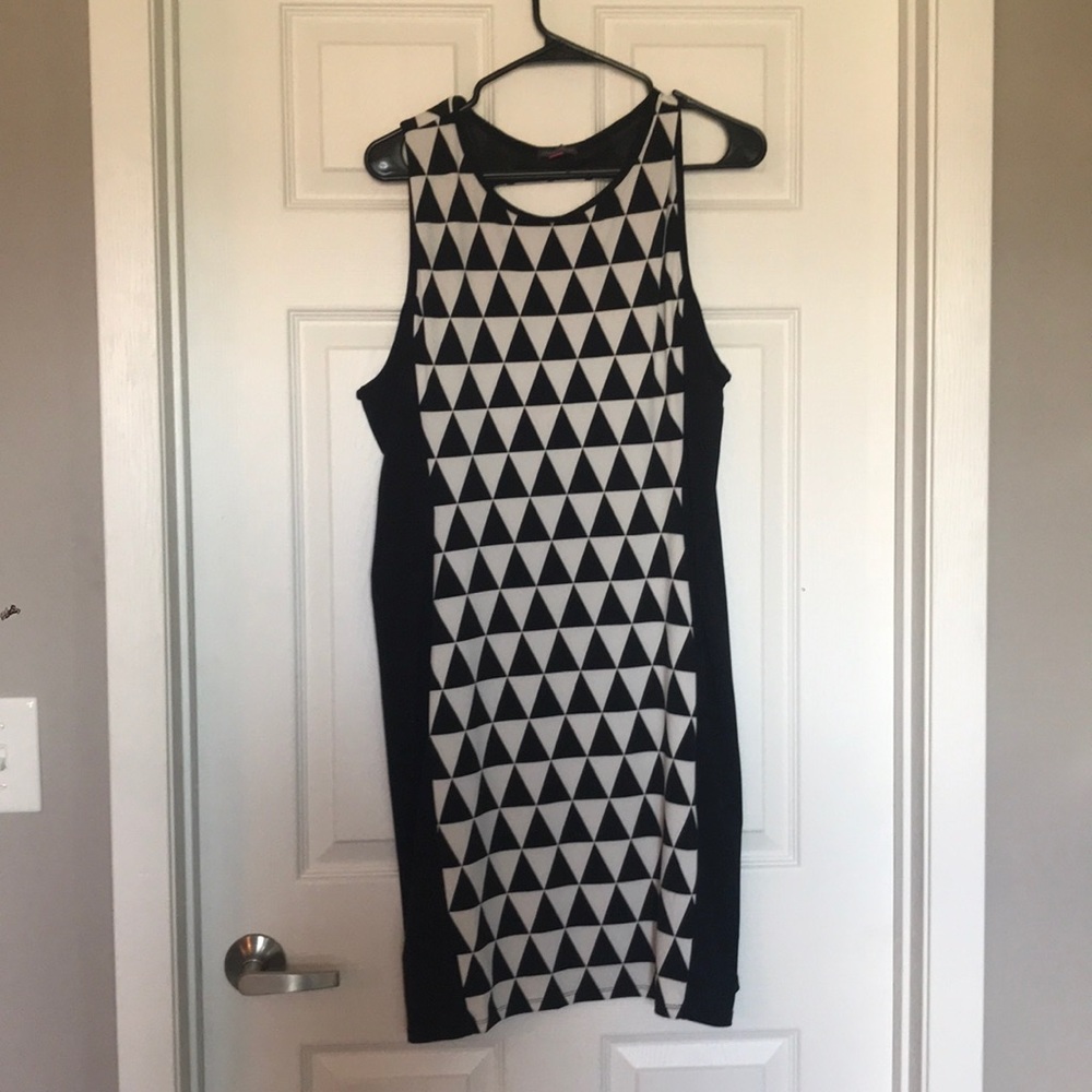 Black and white shift dress